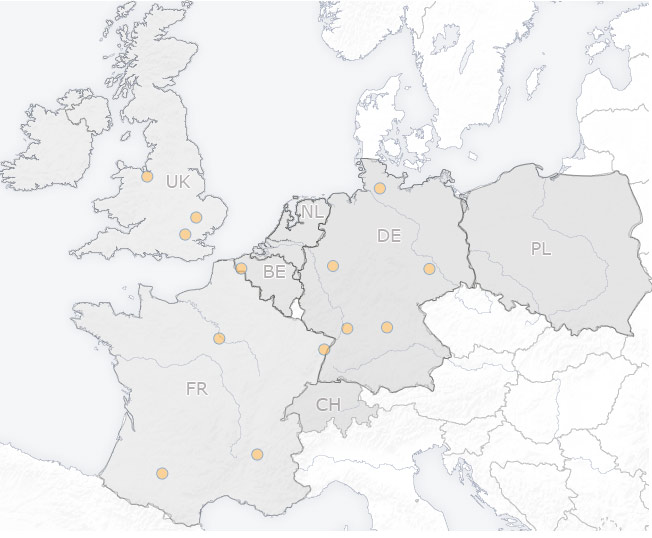Onze vestigingen in Europa