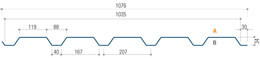 Trapeziumplaten wand 07 dwarsdoorsnede dwarsdoorsnede Trapeziumplaten wand 07